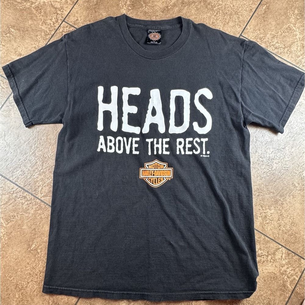 Vintage Harley-Davidson T-Shirt Mens Large Black Heads Above The Rest USA 90s